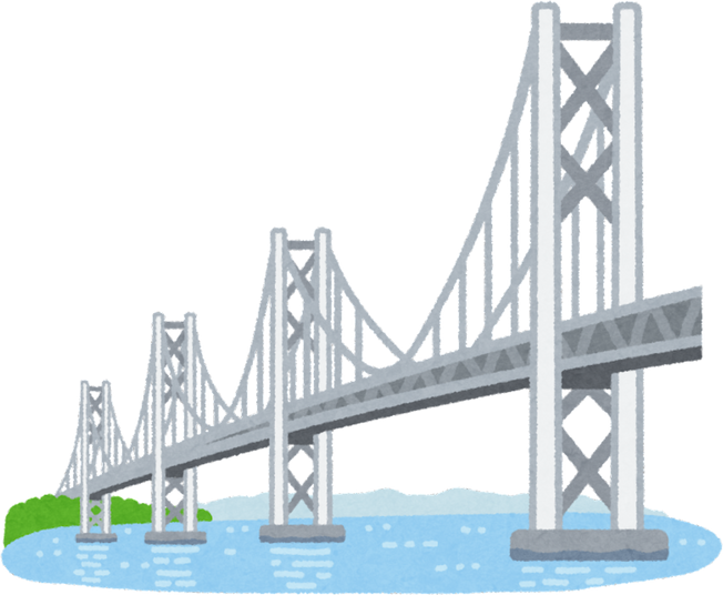 Illustration of Seto Ohashi Bridge Connecting Okayama and Kagawa Prefectures